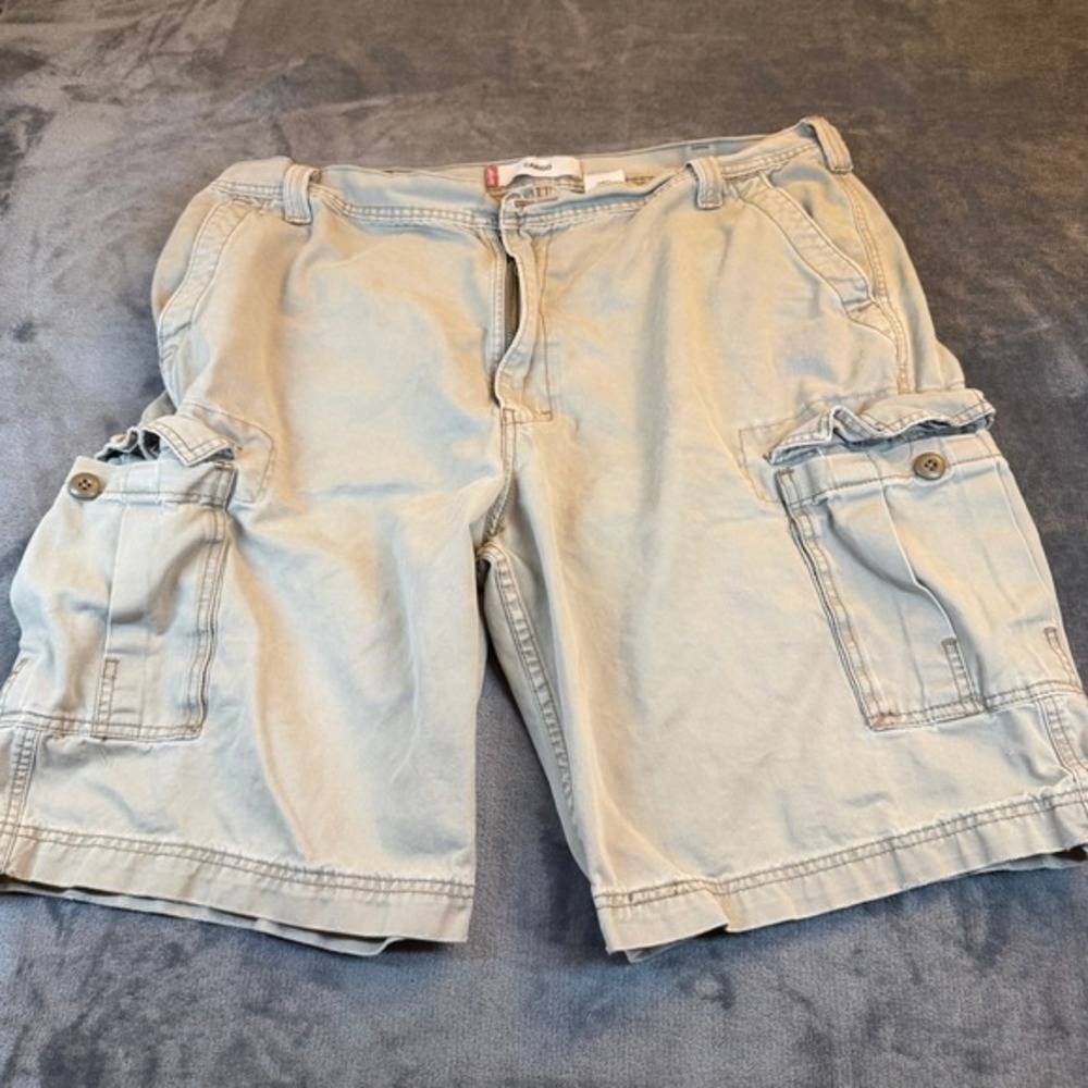 Levis Cargo Shorts Mens Size 40 Khaki Cotton Multi Pocket Casual